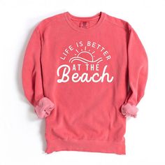 Looking for a cute versatile top to wear? Make sure to grab one of our Graphic Sweatshirts! This soft and comfortable shirt is the perfect top for any outfit. It can be paired with biker shorts, Jeans, or the classic stay at home sweats! This sweatshirt is true-to-size, so be sure to order your regular size! If you are looking for a more oversized look, make sure to size up. Baby Boy Toys, Dyed Sweatshirt, Sequin Shorts, Cable Knit Cardigan, Shorts Jeans, Sweater Blouse, White Ink, Biker Shorts, At The Beach