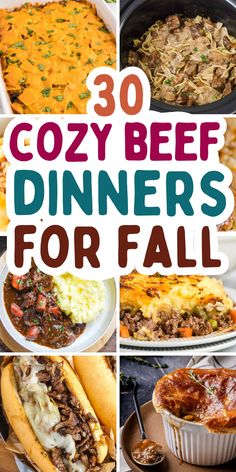 Easy beef comfort food dinner recipes for fall, including cozy casseroles for Sunday dinner, quick ground beef meals for busy weeknights, and healthy soups and stews for fall and winter. Dinner Sunday Meals, Yummy Cozy Dinners, Easy Dinner For A Lot Of People, Warm Meals For Cold Days Dinners, Easy Meals For 8 People, Dinner For 6 People Recipes, Food Recipes For Dinner Beef, Dinner Recipes Healthy Beef, Sunday Fall Dinner Ideas