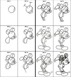 how to draw mickey mouse from the cartoon character's storybook, with instructions