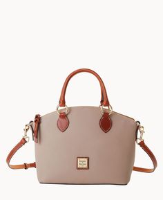 Dooney & Bourke Pebble Grain Satchel Brown Saffiano Leather Satchel With Textured Detail, Beige Leather Bag With Pebbled Texture, Brown Saffiano Leather Satchel With Texture, Classic Leather Satchel With Pebbled Texture, Dooney And Bourke Handbags, Duck Bag, Monogram Pendant, Fall Fashions, Tan Cowhide