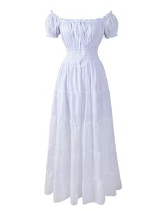 PRICES MAY VARY. Pls pay attention to the length of the dress Length 52" 
The standard shipping time is about 10 business days for US, Europe and Asia, instead of 17 - 28 business days on Amazon fixed shipping template. 
 Item: Renaissance Dress Costume 100% Cotton Peasant Chemise Pirate Wench Medieval Boho 
 Fabric: 100% Cotton 
 Ruffled neckline, maybe worn over or off the shoulders 
 The A-Line Design Allows Plenty Of Room For Walking 
 Elasticized waist 
 Fit For Pirate, Peasant Wench & Merc Costume Pirate, Boho Fabric, Long Dress Casual, Dress Out, Dress Costume, Vintage Casual, Flowy Dress, Costume Dress, Looks Vintage