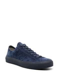 TOM FORD Cambridge Suede Sneakers - Farfetch Sporty Navy Sneakers With Stitched Sole, Sporty Navy Sneakers With Leather Sole, Classic Navy Sneakers With Textured Sole, Classic Blue Sneakers With Textured Sole, Classic Navy Sneakers With Leather Sole, Classic Blue Sneakers With Stitched Sole, Navy Suede Round Toe Sneakers, Navy Suede Sneakers With Round Toe, Blue Suede Sneakers With Vulcanized Sole