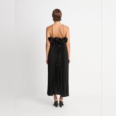 Sheike | Dresses | Formal Rosette Halter Dress | Poshmark Silk Pleated Evening Dress, Silk Pleated Dress For Evening, Black Glamorous Midi Dress For Wedding, Glamorous Black Midi Dress For Wedding, Elegant Black Pleated Back Dress, Elegant Black Dress With Pleated Back, Black Elegant Dress With Pleated Back, Elegant Silk Pleated Dress For Evening, Elegant Silk Pleated Evening Dress