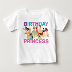 Disney Princess Personalized Birthday Princess Baby T-shirt, Toddler Unisex, Size: 24 Month, White Princess Invitation, Disney Princess Birthday Party, Disney Birthday Cakes, Disney Princess Birthday, Princess Shirt, Princess Baby, Princess Theme, Birthday Princess, Disney Birthday