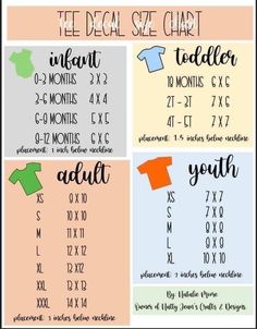 an info sheet showing how to use the t - shirt size chart for your child's clothes