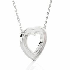 Looking for something pretty then buy this 0.75 Ct Diamond Heart Shape Pendant, this pendant is displaying its features in white gold metal. make your purchase complete at the best price. Note:- Each pendant will come with its respective chain included. The cost of the chain is already included in the displayed total amount. Please note that the chain you receive may vary slightly from the one shown in the image. Classic Double Heart Polished Necklace, Classic Double Heart Necklace With Polished Finish, Classic Round Heart Necklace For Anniversary, Classic White Gold Double Heart Necklace, Silver Necklace With Polished Double Heart, Silver Double Heart Necklace With Polished Finish, Classic Heart Pendant Jewelry With Polished Finish, Classic Polished Heart Pendant Jewelry, White Gold Open Heart Necklace For Anniversary