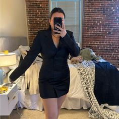 Nwots Abercrombie Satin Blazer Dress! Size Medium In Black. Never Been Worn Before! So Great For A Business Casual Look Or An Evening Out On The Town! Love This Dress But Personally Have Nothing Fun To Wear It Too! The Pockets Are For Show And It Has Button Detailing! Smoke Free And Clean Home I Am 5’4 For Reference Tailored V-neck Dress For Night Out, Black Fitted Blazer Dress For Office, Fitted Long Sleeve Blazer Dress For Night Out, Dressy Fitted Mini Blazer Dress, Tailored Mini Dress For Date Night, Tailored Dresses For Spring Night Out, Black Fitted Blazer Dress For Winter, Fitted Black Blazer Dress For Winter, Tailored Black Dress For Night Out