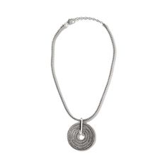 Looking for a piece that is both luxurious and sustainable? This sterling silver necklace features a beautiful circle pendant that is crafted from John Hardy's classic chain collection. The John Hardy Chain Collection is a refreshing alternative to classic sterling silver jewelry. Modern, intriguing, and creative, Chain Collection pieces bring character and personality to any outfit they accessorize. Established in Bali in 1975, John Hardy is dedicated to the creation of ultimate beauty through John Hardy Jewelry Necklace Box Chain, Ring Bracelet Chain, Diamond Fashion Rings, Heart Necklace Diamond, John Hardy, Tennis Bracelet Diamond, Circle Necklace, Diamond Fashion, Chain Pendant