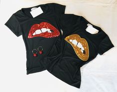 Soft glitter spangle lip patch Tee MADE IN USA 95% Polyester 5% Spandex Junior Fit Red Glitter Lip, Sequence Shirt, Plus Size Hippie, Lip Patch, Glitter Lip, Glitter Lips, Unique Boutique, Red Glitter, Black Blouse