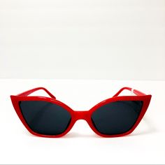 Frame Material: Plastic Lens Material: Polycarbonate Lens Width: 55 Mm Bridge Width: 20 Mm Temple Length: 136 Mm 100% Uva And Uvb Protection Retro Red Cat Eye Sunglasses With Uv Protection, Red Sunglasses With Gradient Lenses For Spring, Red Cat Eye Sunglasses For Party, Casual Red Sunglasses For Spring, Red Cat Eye Sunglasses With Tinted Lenses, Red Cat Eye Sunglasses With Gradient Lenses For Party, Red Plastic Sunglasses For Summer, Chic Red Cat Eye Sunglasses With Mirrored Lenses, Chic Red Cat Eye Sunglasses With Gradient Lenses