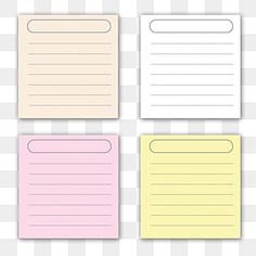 three different colored paper sheets on a white background, with one yellow and the other pink