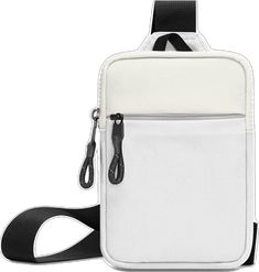 Functional White Chest Bag For Outdoor, Casual White Nylon Chest Bag, White Functional Chest Bag For Outdoor Activities, Functional White Chest Bag For Outdoor Activities, Sporty White Nylon Shoulder Bag, White Crossbody Chest Bag, White Rectangular Chest Bag For Travel, Functional White School Chest Bag, Functional White Chest Bag For School