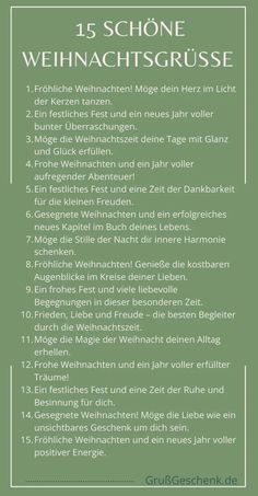 a green poster with the words, 15 schne weinhachtsgruse