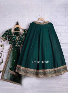 Welcome to ethnic outfits. As a dedicated small business, we are thrilled to share our passion for handcrafted ethnic wear with you. From the moment you place an order, we take care of every detail, ensuring a seamless experience from start to finish. We carefully source premium fabrics and handle all the embroidery in-house, combining both machine and intricate handwork. Our expertise also extends to printing, beading, and adding stunning embellishments like stones, mirrors, and more. Each piec Sequence Work Embroidery, Green Lehenga Choli, Lehenga Choli For Women, Choli For Women, Green Lehenga, Ghagra Choli, Party Kleidung, Ethnic Outfits, Chaniya Choli