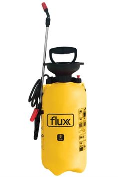 a yellow and black flox canister with a hose attached to it's side