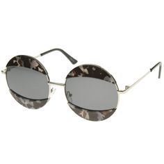 Description Measurements Shipping Make a statement with these trendy round sunglasses designed with an oversized metal frame and neutral-hued tinted flat lenses. Accented with an eyelid design for a bold effect and slim metal temples for structural appeal, these unique shades are sure to grab anyone's attention. Made with a metal based frame, English style nose pieces, metal hinges, and polycarbonate UV400 lenses. Lens Width: 58mm Nose Bridge: 17mm Lens Height: 58mm Total Width: 146mm Free Shipp Cheap Metal Sunglasses For Women, Metal Sunglasses, English Style, Retro Chic, Metal Base, Designer Sunglasses, True Vintage, Tortoise, Metal Frame