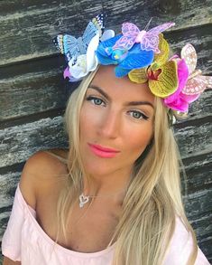 Multi Coloured Bright Orchid Flower Butterfly Hair Head Band - Etsy Green Orchid Flower, African Hair Accessories, Rosie The Riveter Costume, Yellow Flower Headband, Stretch Hair, Painted Butterflies, Sunflower Headband, Leather Hair Accessories, Twisted Turban Headband