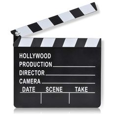 a black and white movie clapper with the hollywood production director's name on it