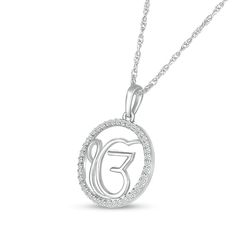 The Sikh symbol for the mantra of oneness becomes a sparkling style in this diamond Ik Onkar circle pendant. Crafted in sterling silver A polished Ik Onkar symbol shines inside a diamond-lined circle border. This 1/6 ct. t.w. diamond pendant suspends along an 18.0-inch rope chain that secures with a spring-ring clasp. Symbolic Diamond Jewelry With Gemstones, Spiritual Diamond Jewelry With Gemstones, Spiritual Diamond Round Pendant Jewelry, Silver Medallion Necklace With Single Cut Diamonds, Symbolic Silver Diamond Jewelry, Symbolic Diamond Pendant Jewelry, Symbolic Diamond Accents Pendant Jewelry, Sterling Silver Medallion With Single Cut Diamonds, Symbolic Pendant Jewelry With Diamond Accents