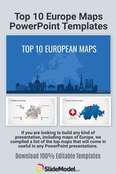 Top 10 Europe Maps PowerPoint Templates | Professional PowerPoint Templates and Slides - SlideModel.com Maps Of Europe, European Map, Location Pin, Map Outline, Oldest Human, Powerpoint Presentations, Powerpoint Themes