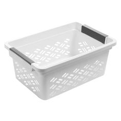 a white plastic basket on a white background