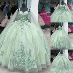 Wedding Dresses Mint Green, Tiana Green Quinceanera Dresses, Princess Style Green Ball Gown For Sweet 16, Green Princess Quinceanera Dress For Party, Elegant Green Gown For Sweet 16, Green Ball Gown For Sweet 16 And Prom, Green Tulle Ball Gown For Sweet 16, Green Ball Gown For Sweet 16 And Prom Season, Green Princess Tulle Quinceanera Dress