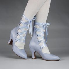 PRE-ORDER Tango Women's Edwardian Boot (Sky Blue) – American Duchess Edwardian Boots Women, American Duchess Boots, Beauxbatons Aesthetic, American Duchess Shoes, Asoiaf Fashion, Cottage Core Dark Academia, Cottage Core Dark, Traveling Circus, American Duchess