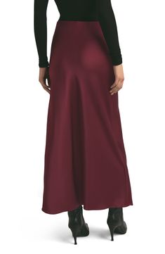 Glide into the room with this versatile maxi skirt that's a style-savvy pick from the office to weekend occasions. 36" center front length; 38" back length (size Medium) Elastic waist 97% polyester, 3% elastane Machine wash, line dry Imported Burgundy Maxi Skirt, Maxi Skirt Outfits, Favorite Daughter, Style Savvy, The Room, Sangria, Skirt Outfits, The Office, Maxi Skirt