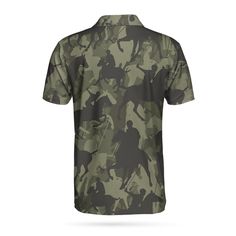 Polo Player Camo Pattern EZ24 Polo Shirt - Hyperfavor Casual Camouflage T-shirt For Sports, Camouflage Short Sleeve Sports Top, Casual Camouflage Tops For Outdoor Activities, Military Style Short Sleeve Outdoor Tops, Military Style Short Sleeve Tops For Outdoor, Military Short Sleeve Outdoor Shirt, Outdoor Military Short Sleeve Shirt, Military Short Sleeve Shirt For Outdoor, Military Style Short Sleeve Outdoor Shirt