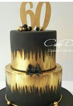 a black and gold cake for a man's 60th birthday on pinterest