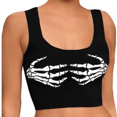 Bring your hottest Halloween costume ideas to life with lo + jo black skeleton crop top! Pair with our metallic spandex Halloween shorts to take your look to the next level! VERY LIMITED QUANTITIES. One Size Fits Most. In stock & ships in 1-2 business days. 88% Micropoly, 12% Spandex. Stretchy & soft fabric designed for all day use & long lasting quality. Sublimated Design. Machine wash on cold. Skeleton Crop Top, Black Skeleton, Black Cropped Tank, Black Crop Top Tank, Halloween Costume Ideas, Black Crop, Black Crop Tops, Cropped Tank Top, Crop Tank