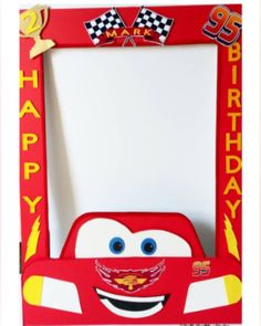 a birthday card with a red car on it