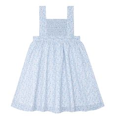 girls slate floral smocked bib dress – minnow New Dress For Girl, Family Swimwear, Bib Dress, Kids Wardrobe, Frocks For Girls, Dress For Girls, Smocked Dress, Blue Gingham