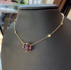 This garnet necklace is sure to turn heads wherever you go. With 4 stationary diamonds surrounding the garnet, this necklace provides the perfect balance between elegant and eccentric. Gold Elegant Jewelry, Luxury Garnet Pendant Necklace, Garnet Gemstone Pendant Necklace, Garnet Choker, Garnet Necklace Gold, Columbia Tn, Garnet Necklace, Garnet Jewelry, Ruby Necklace