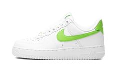 The Women’s Nike Air Force 1 Low “Action Green” is a women’s-exclusive colorway of the classic sneaker with eye-catching lime green accents.  The “Action Green” is a versatile colorway of the Air Force 1 that features a white leather construction with tonal leather overlays throughout the design.  An Action Green leather Swoosh can be found on the sides.  More lime green detailing lands on the green “Nike Air” logo embroidered on the heel and on the “Air Force 1” branding on the tongue and “AF1” Nike Air Logo, Air Logo, Air Force Shoes, Nike Air Force 1 Low, Stadium Goods, Air Force 1 Low, Green Accents, Green Shoes, Classic Sneakers