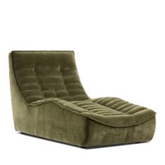 an olive green chaise lounge chair on white background