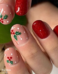 Festive Holiday Nails, Classy Nail Art Ideas, Nail Art Noel, Manicure Gel, Cute Christmas Nails, Christmas Nails Easy, Short Nails Art