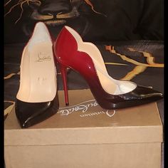 Red And Black Ombre Red Bottoms Sexy Heels!! Size 36 Bonus Red Paint Recovery As Well. Perfect For Valentines Day! Black Heels With Red Bottoms, Red Bottom Heels, Feminine Shoes, Heels Red, Black Ombre, Red Ombre, Red Bottoms, Red Paint, Louboutin Shoes