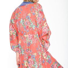 Aratta Thousand Kisses Deep Cardigan Dress The Thousand Kisses Cardigan Dress from Aratta features a striking embellished mesh collar.        V-neck     Wide sleeves     Hits below knee     Floral print     70% Rayon, 30% Nylon     Hand wash with warm water, line dry     Imported V-neck Floral Print Kimono For Fall, Elegant V-neck Kimono For Spring, Flowy Floral Print V-neck Kimono, Multicolor V-neck Kimono For Spring, Multicolor V-neck Kimono For Fall, Flowy Long Sleeve Spring Kimono, Fitted Red Kimono For Spring, Floral Print V-neck Kimono For Fall, Red Flowy Spring Kimono