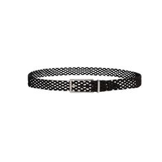 Experience elegance with the Bottega Veneta Macramé Woven Belt in black. This thin belt boasts a stunning and intricate macramé fabric weave, accented with leather trims and a silver-tone buckle. This Italian-made belt is stylish and durable, featuring an open-knit design crafted from a blend of cotton, lambskin leather, polyester, and calfskin. Elevate your wardrobe with this must-have accessory, which will become a staple piece in your collection. Belt width: 1 inch Materials: 35% Cotton, 35% Fabric Weave, New Bottega, Woven Belt, Belt Black, Open Knit, Mens Shirt Dress, Lambskin Leather, Knitting Designs, Cloth Bags