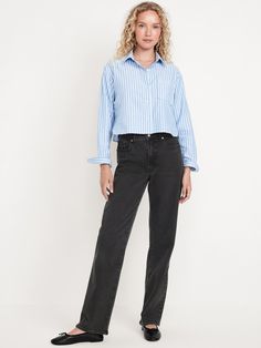 high waisted button front belt loops zip fly front scoop pockets back patch pockets sits at belly button snug hip and thigh hits below ankle 30 1/2" regular inseam 28 1/2" petite inseam 33 1/2" tall inseam models are approx.  5'9" and wear sizes s (4), l (12), and xl (18)machine wash according to the care instruction label  . Best Holiday gift for Women , perfect Jeans for Christmas! Relaxed Fit High Rise Pants With Welt Pockets, Relaxed Fit High-rise Pants With Welt Pockets, Everyday High Rise Pants With Button Closure, Relaxed Fit Button-up Bottoms For Fall, Relaxed Fit Button-up Fall Bottoms, Everyday Straight Leg Bottoms With Button Closure, Classic Straight Leg Bottoms For Elevated Casual Occasions, Classic Straight Leg Bottoms For Elevated Casual, Casual Black Button-up Bottoms