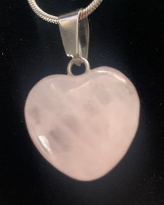 Very nice looking and high quality.  I collected, cut, shaped and polished myself.  Rose Quartz is the stone of universal love. It restores trust and harmony in relationships, encouraging unconditional love. Rose Quartz purifies and opens the heart at all levels to promote love, self-love, friendship, deep inner healing and feelings of peace.  Quartz is a hard, crystalline mineral composed of silica (silicon dioxide). Quartz is the second most abundant mineral in Earth's continental crust, behin Spiritual Jewelry With Heart Pendant And Natural Stones, Healing Heart Pendant Jewelry With Natural Stones, Healing Heart Pendant With Natural Stones, Spiritual Heart-shaped Jewelry With Natural Stones, Spiritual Heart-shaped Natural Stones Jewelry, Heart Shaped Crystal Necklace For Valentine's Day Anniversary, Heart-shaped Crystal Necklace For Valentine's Day Anniversary, Silver Heart-shaped Rose Quartz Jewelry, Heart-shaped Natural Stones Jewelry Gift