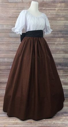 Hoop Petticoat, Pioneer Dress, Burgundy Skirt, Full Maxi Skirt, Elastic Sleeves, Skirt Blouse, Brown Skirt