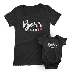 Boss Lady Boss Baby_short sleeve Graphic Matching T-Shirts for Mother and Daughter_Black Tees at TeeLikeYours.com Fitted Family Matching Tops With Name Print, Family Matching Fitted T-shirt With Name Print, Fitted Family Matching T-shirt With Name Print, Family Matching Fitted Graphic T-shirt, Fitted Crew Neck Top For Family Matching, Fitted Cotton Matching T-shirt, Fitted Cotton Tops For Family Matching, Fitted Black Top With Name Print, Family Matching Fitted Shirt With Short Sleeves