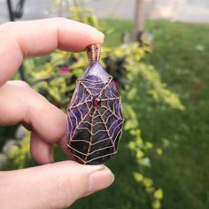 US Buyers: Free shipping when you spend $35US. All my designed Gemstone are handmade.  - High quality Charoite - Copper Wire - Custom length Chain (45 cm, 56 cm) - Size of the Pendant : 6 cm * 3 cm - Charoite Size 5 cm* 3 cm The pendant is wrapped in solid copper wire which has had a patina applied to give it an aged effect. Any excess tarnishing that occurs naturally over time can be easily polished away with a silver polishing cloth. 💌 SHIPPING 💌 - All orders will be shipped out 1-3 business Halloween Pendant, Wire Pendant, Mini Bottles, Halloween Jewelry, Wrapped Pendant, Halloween Gift, Wire Wrapped Pendant, Jewelry Tutorials, Necklace Gift