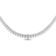 A host of graduating pear-shaped diamonds line this sparkling and sophisticated Riviera necklace, crafted in 14K white gold. With a total diamond weight of 7 carats, the 18-inch necklace secures with a snap-lock clasp. Riviera Necklace, Necklace Clasps, Kay Jewelers, Pear Shaped Diamond, Accessories Jewelry Necklace, Necklace Designs, Pear Shaped, Class Ring, Diamond Jewelry