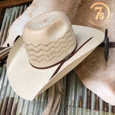 Twister ivory bangora vented straw hat. Cool hand luke crown shape. Medium width crease slightly pulled down in the front. Quality mesh fabric interior band. Designed for wear by women or men, fashion or function. Rugged and durable. Ivory and natural with a 2 cord chocolate hat band. 5 1/2" crown and 4 1/2" brim. Straw Cowgirl Hat, Cowboy Hat Styles, Cool Hand Luke, Country Hats, Southern Outfits, Straw Cowboy Hat, Western Cowboy Hats, Boy Hat, Western Hats