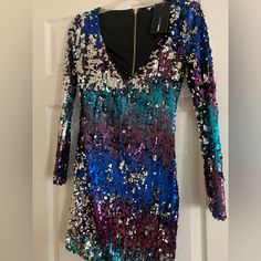 Super Cute Sequin Party Dress, Never Worn! Bought It Before The Pandemic And Didn’t Get The Opportunity. Size Small And Very Cute On. Modest But Still Sexy As It Has A Deep-V Front Purple Mini Sequin Dress For Party Season, Purple Sequin Dress For Night Out Party Season, Purple Sequin Dress For Party Season, Purple Sequin Dress For Party Season Night Out, Purple Sequin Dress For Night Out And Party Season, Purple Sequin Dress For Night Out In Spring, Purple Sequin Dress For Spring Night Out, Spring Purple Sequin Dress For Night Out, Purple Fitted Sequin Dress For Party