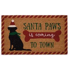 santa paws is coming to town door mat