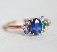 Unique Sapphire Rings, Royal Blue Sapphire Ring, Gem Rings, Light Blue Sapphire, Saphir Ring, Handmade Jewelry Ring, Diamond Cluster Engagement Ring, Ring Sapphire, Alexandrite Engagement Ring